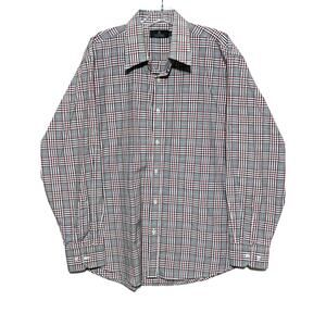 Vittorino Plaid Checks Button Front Dress Shirt Men L Professional Career Office
